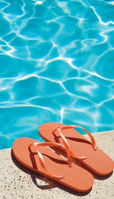Sandals by the pool at GrandeVille at Malta in Malta, New York