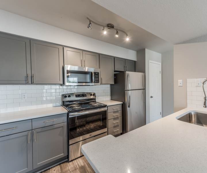 Modern kitchen at The Haven in Webster, Texas