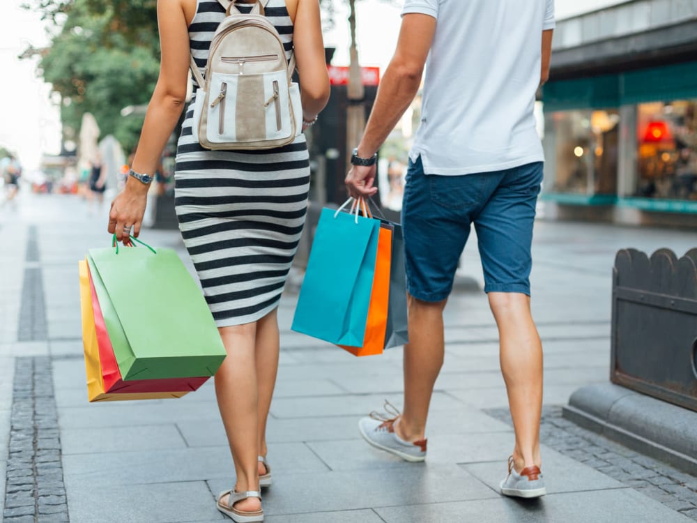 Resident couple out for some downtown retail therapy near Sentio in Glendale, Arizona