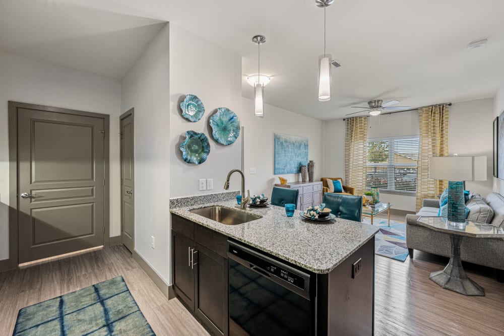 island kitchen at The Residences at Panther Hollow in Marble Falls, Texas
