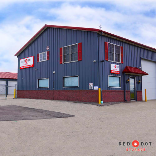 Front of main building at Red Dot Storage in Huntsville, Alabama