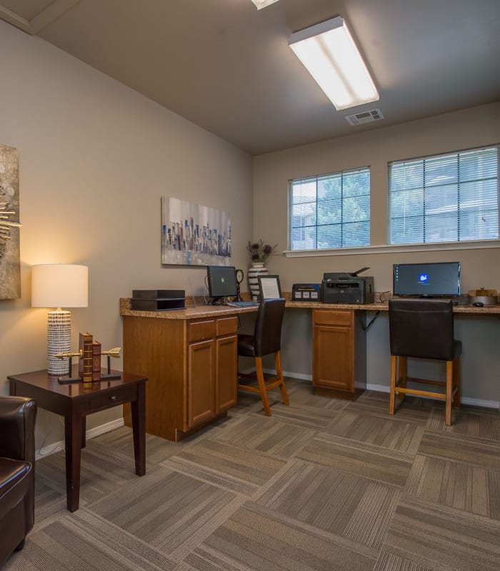 Computer area of Crown Chase Apartments in Wichita, Kansas