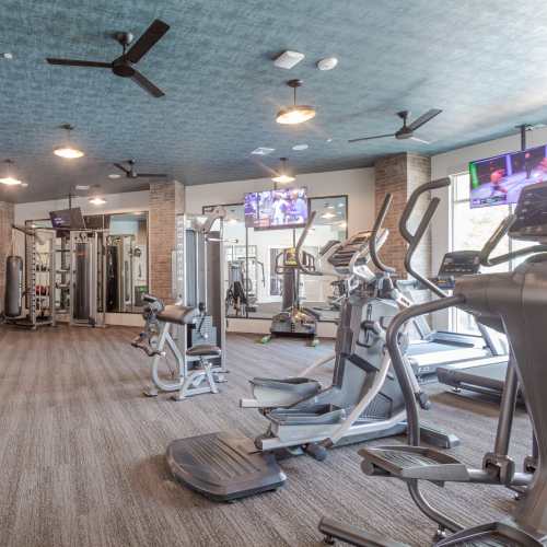 Fitness center with treadmill at District at 54 in Raleigh, North Carolina
