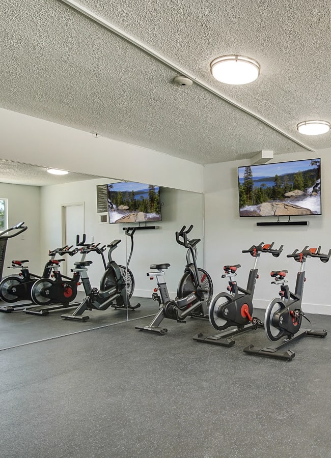 Fitness center with cardio equipment at Marina's Edge Apartment Homes in Sparks, Nevada