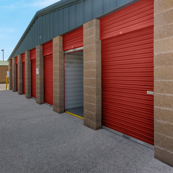 Large outdoor drive-up storage units at StorQuest Self Storage in Parker, Colorado