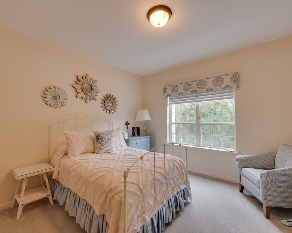 A decorated bedroom at Harmony at Harbour View in Suffolk, Virginia