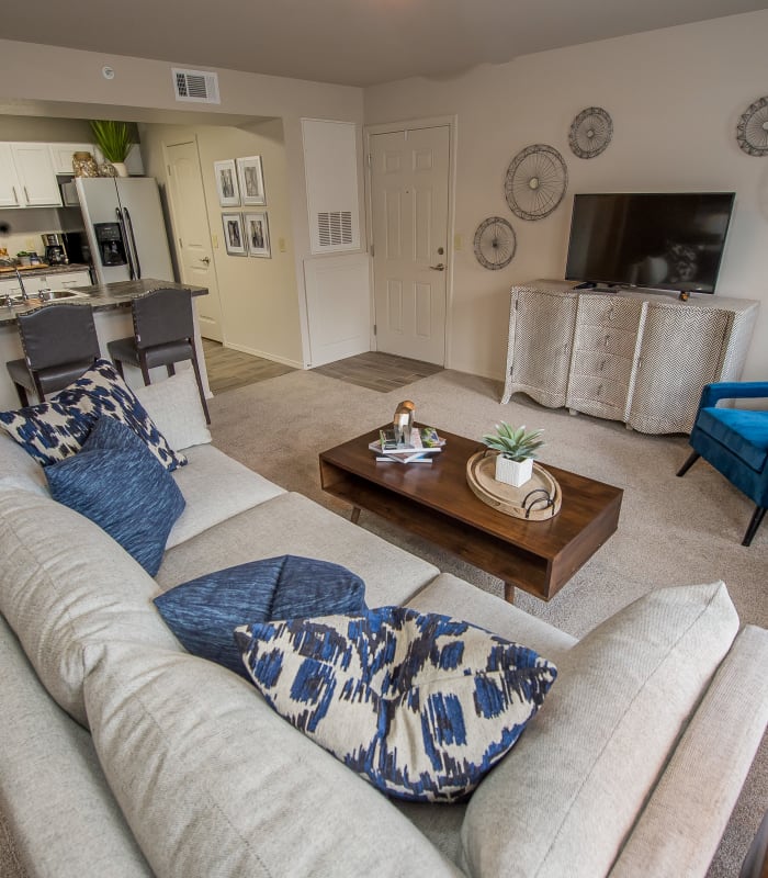 Living room of Scissortail Crossing Apartments in Broken Arrow, Oklahoma
