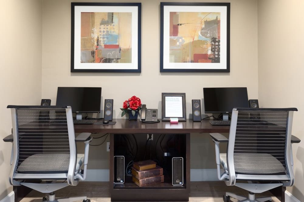 Stay connected with computers in the community business center at Renaissance at 29th Apartments in Vancouver, Washington