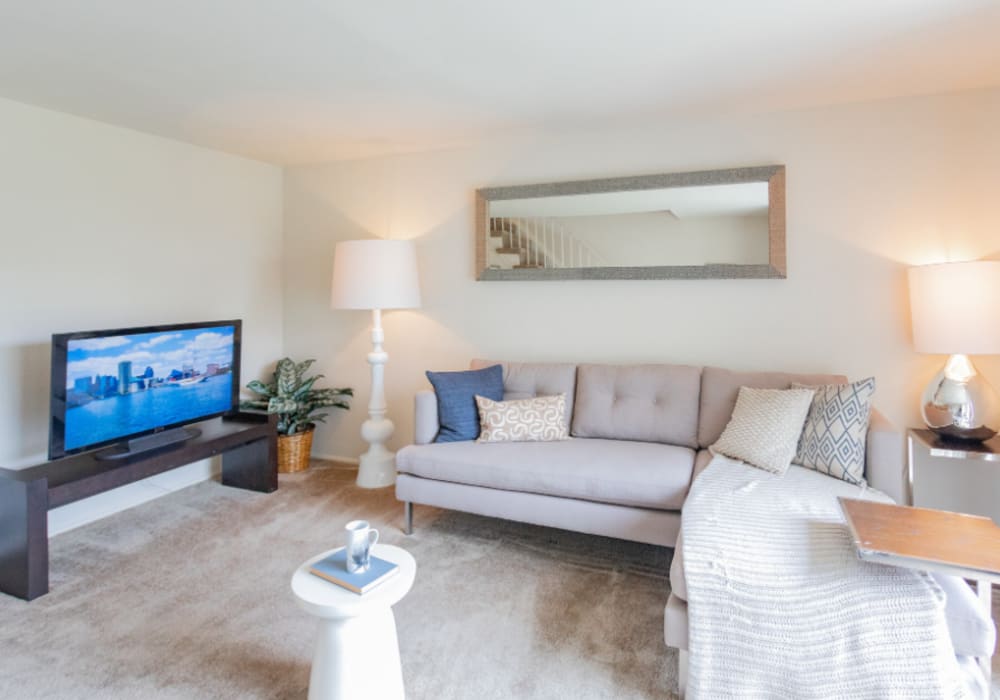 Spacious living room at Dutch Village Apartments in Baltimore, Maryland