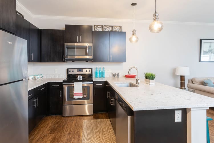 Modern kitchen at North Ponds Apartments home