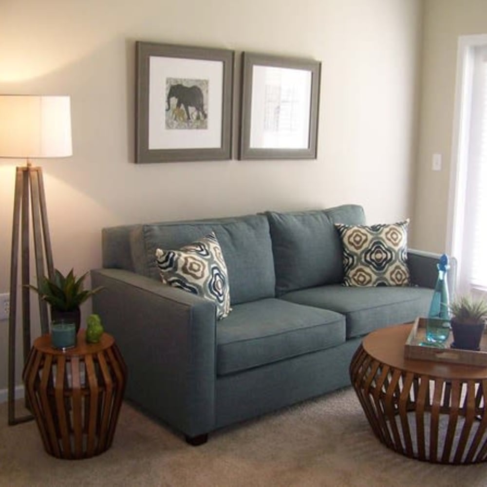 Resident living space with open spacious layouts at Oak Grove Crossing Apartments in Newburgh, Indiana