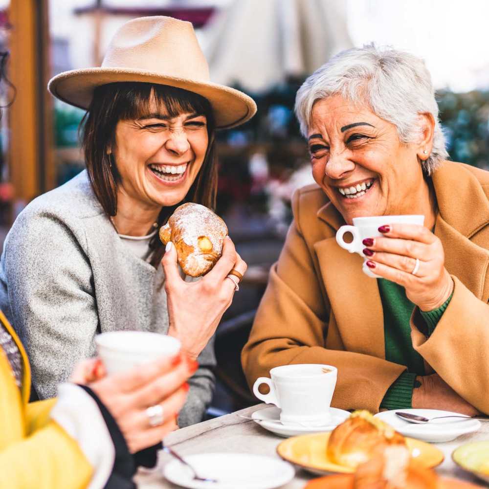 Resident enjoying coffee at cafe near Heirloom at Rome in Las Vegas, Nevada