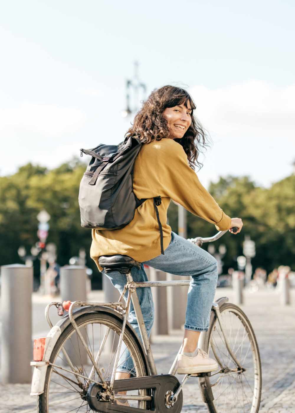 Women riding bike near Ambrose in Bremerton, Washington     