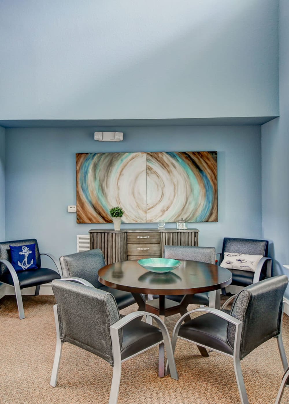 Waiting area in the leasing office at Sole at Citrus Park in Tampa, Florida