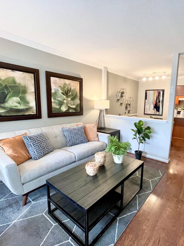 Modern living room at The Abbey at Energy Corridor in Houston, Texas