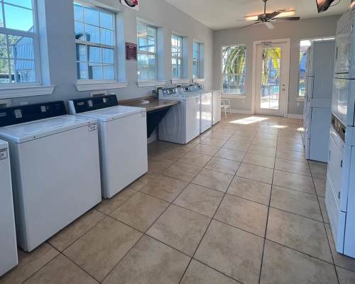 On-site laundry facility for the residents at Pelican Reef in Seabrook,Texas
