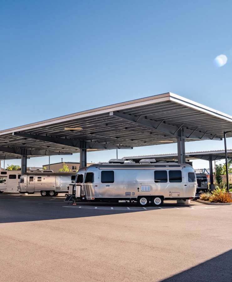Covered RVs at StorQuest RV & Boat Storage in Littleton, Colorado