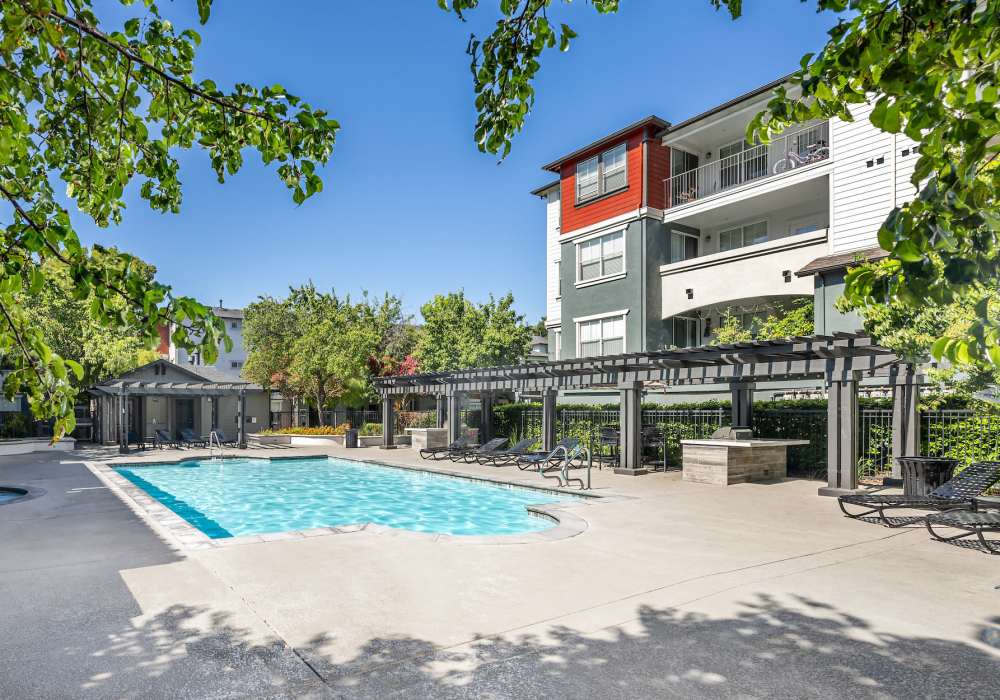Sparkling pool at Park Hacienda Apartments in Pleasanton, California