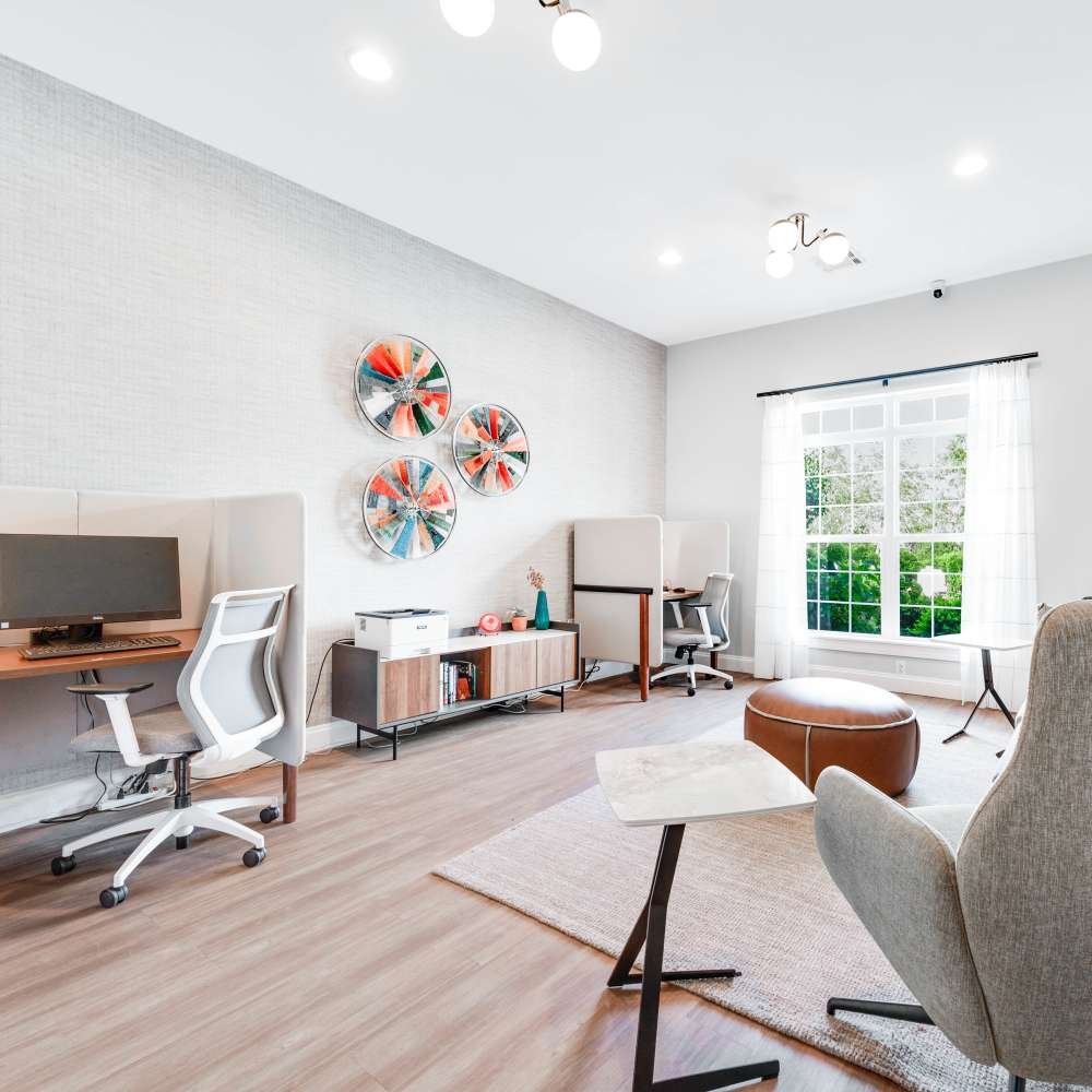 Community workstation area at The Boulders At Katy Trail in Saint Charles,Missouri