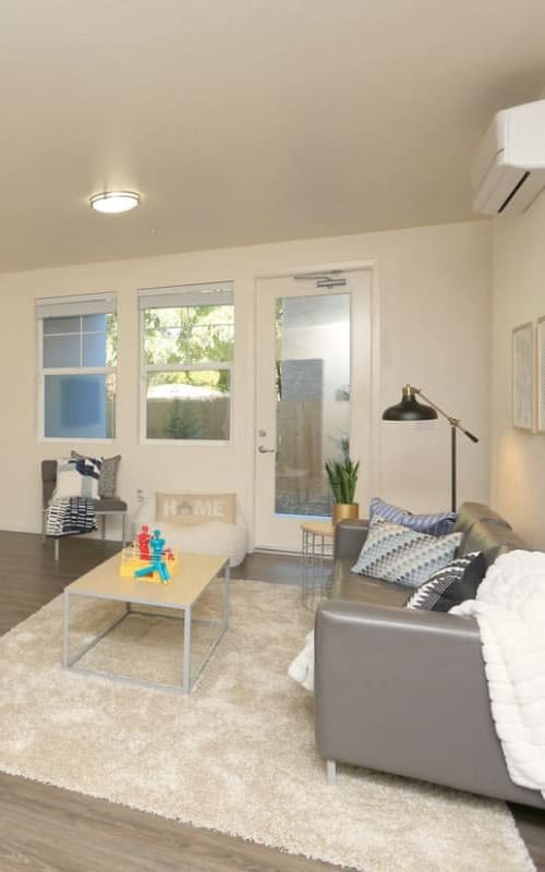 Spacious living room at Cedar Flats in Chico, California