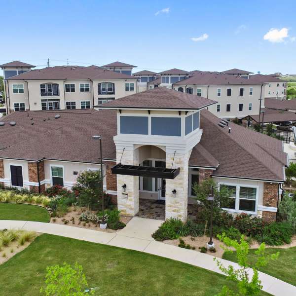 Front entrance of the building at Sadler House in San Marcos, Texas