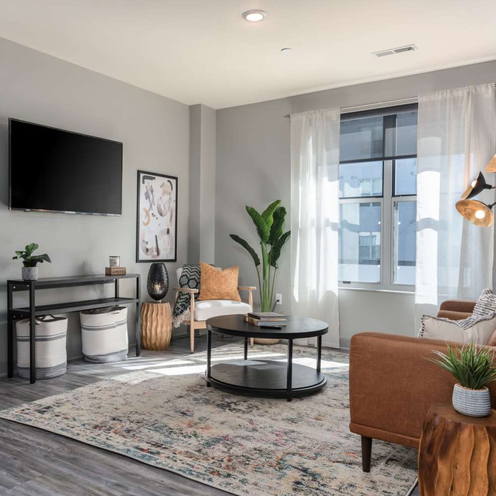 Modern living room at Current at The Banks in Cincinnati,Ohio
