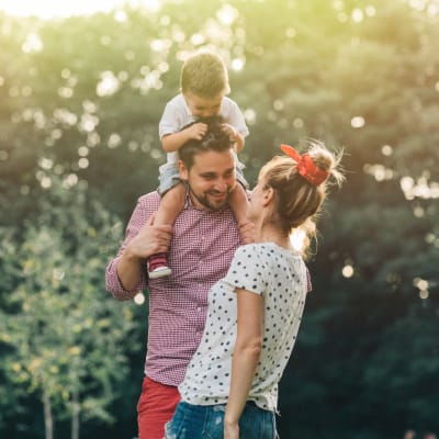 Family walking near the park near Springhouse Townhomes in Allentown, Pennsylvania