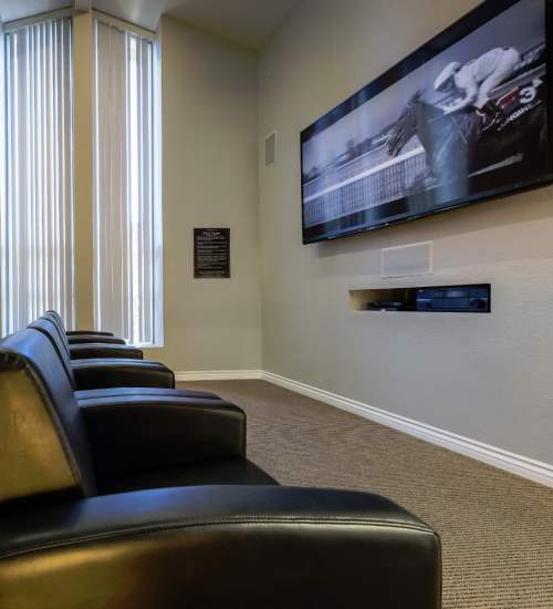 Theater room at Parcwood Apartments in Corona, California, 