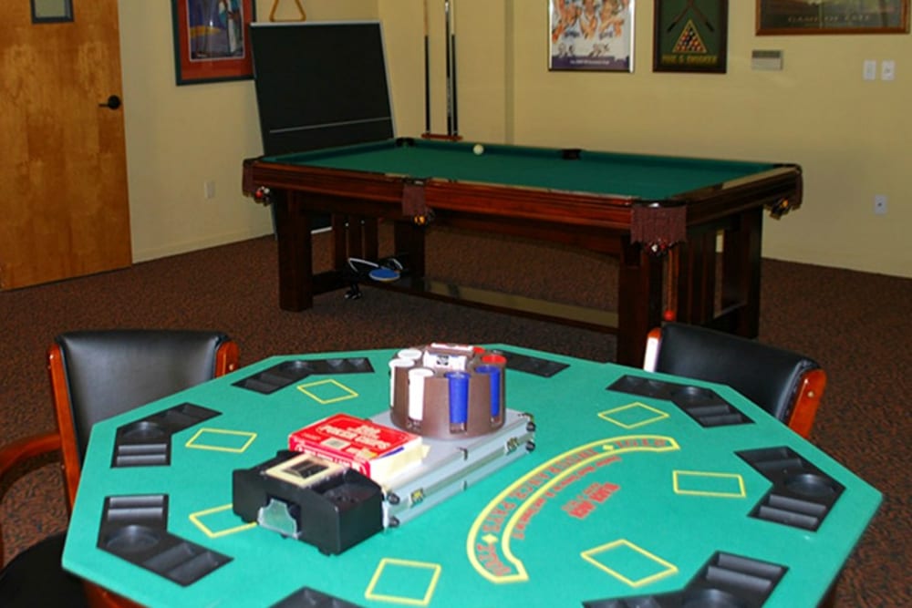 Game room at Winding Commons Senior Living in Carmichael, California