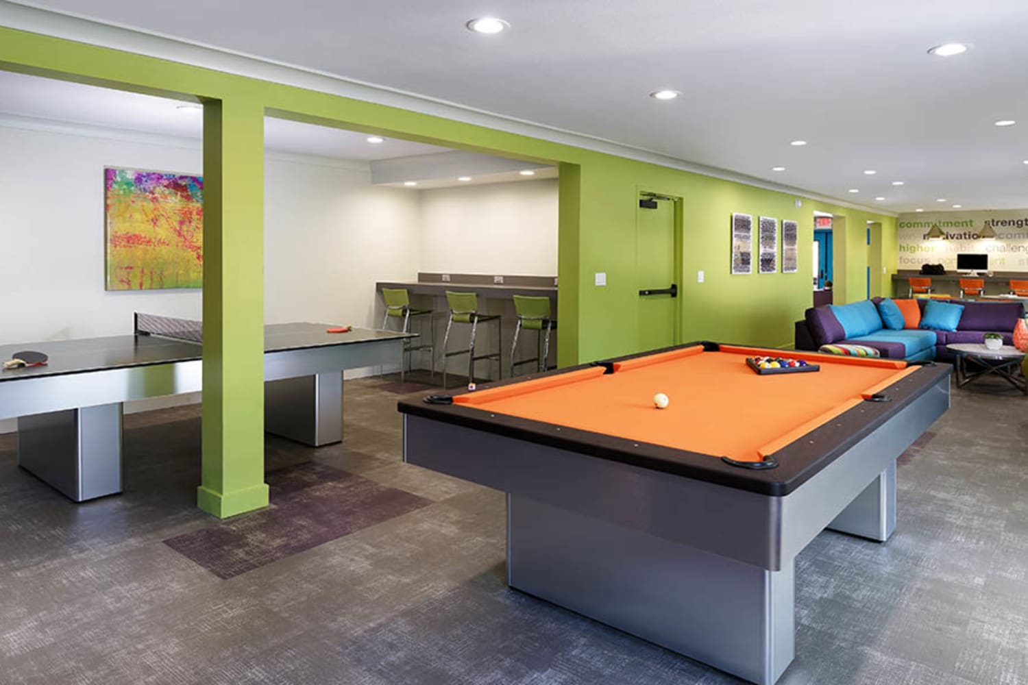 Enjoy table tennis and billiards tables at UCA Apartment Homes in Fullerton, California