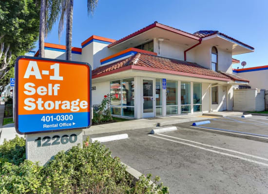 Front entry to A-1 Self Storage in El Monte, California