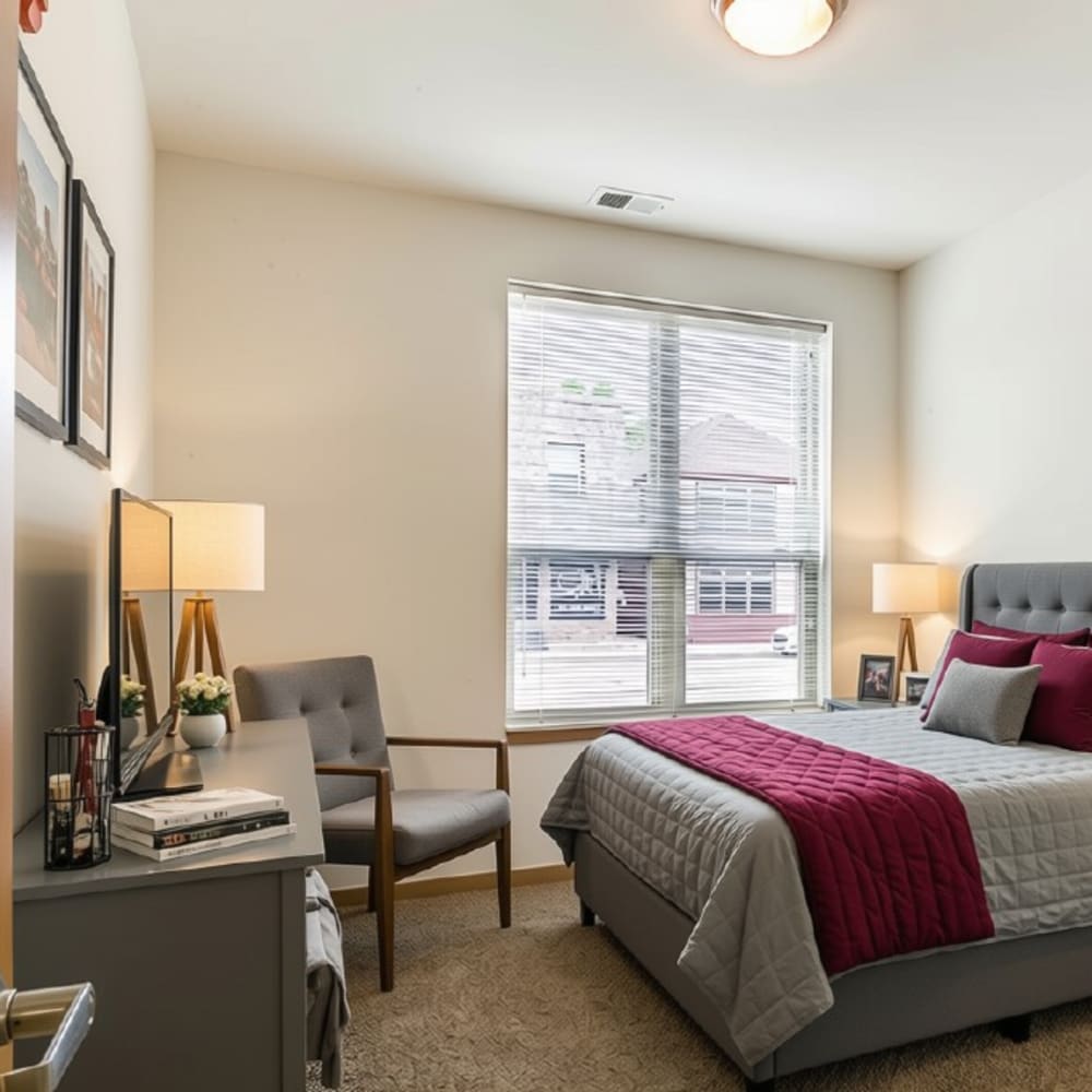Well-lit bedroom at Cudahy, Wisconsin at Layton Square