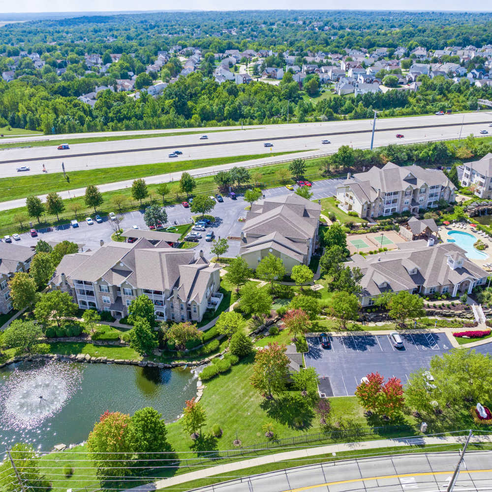 Aerial view at The Boulders At Katy Trail in Saint Charles. MO