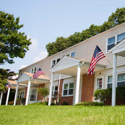 Flags outside of homes at North Severn Village in Annapolis, Maryland