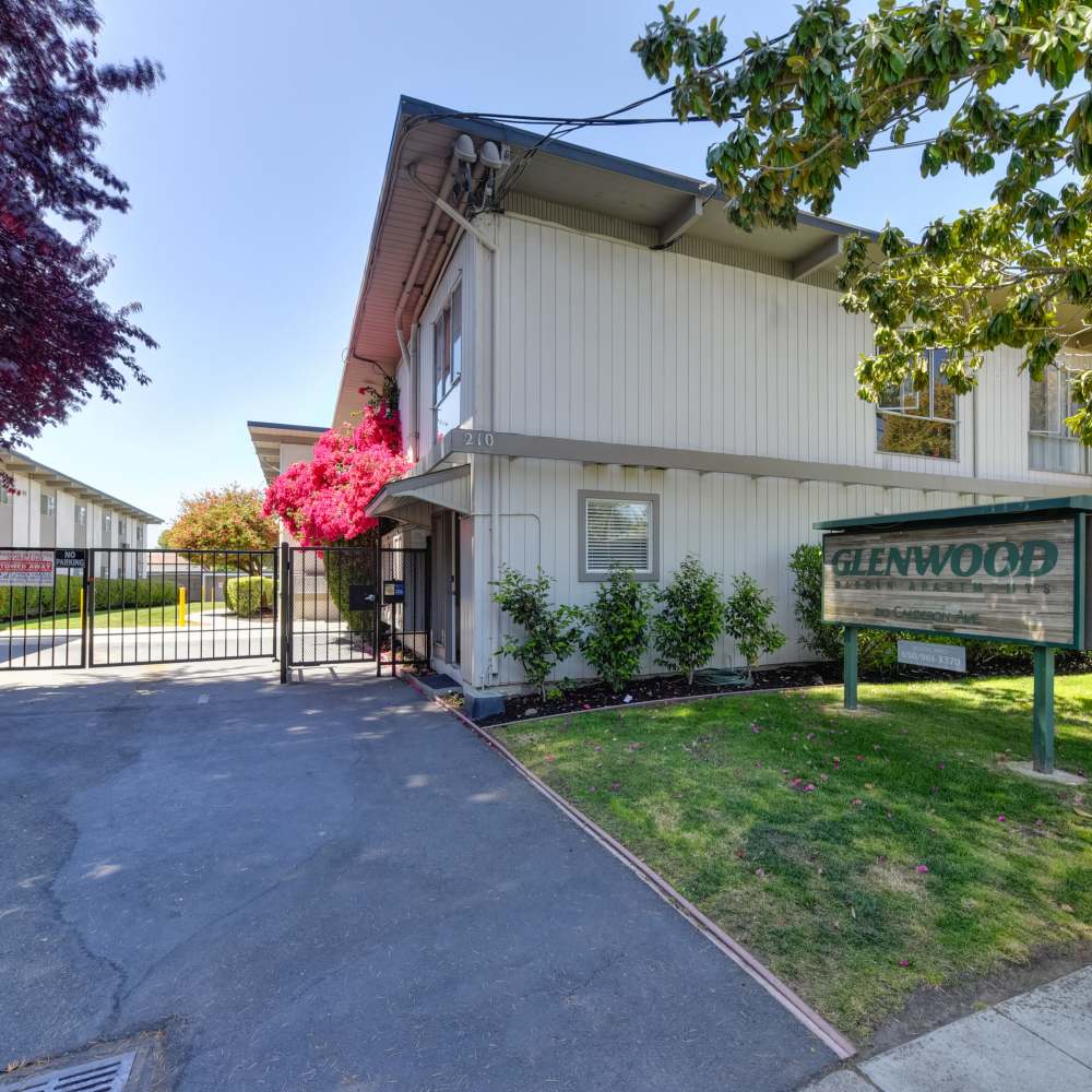 Community signage at Glenwood Garden Apartments in Mountain View, California