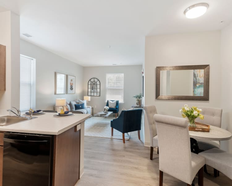 Large cozy bedroom at The Apartments at Sharpe Square in Frederick, Maryland
