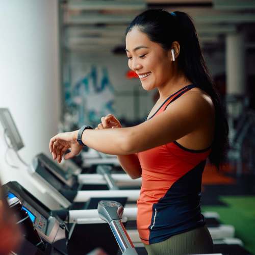 Resident at the fitness center at The Kensley in Spanish Fort,Alabama