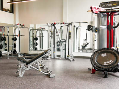 fully-equipped fitness center at Terra at University North Park in Norman, Oklahoma