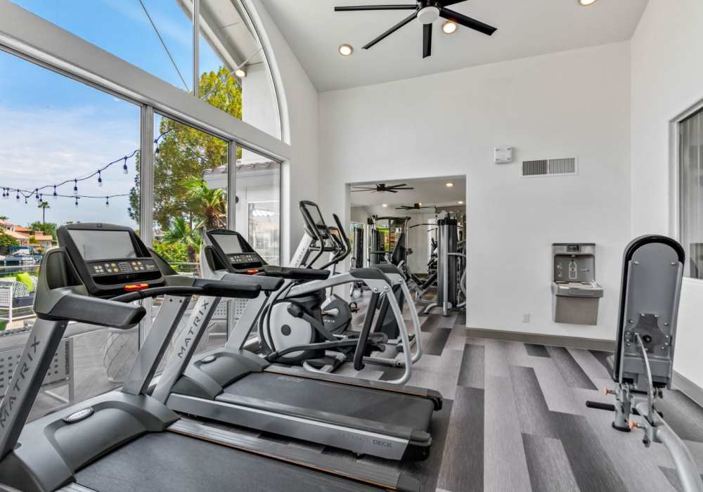 Fitness center with treadmills at Alcove at the Islands in Gilbert, Arizona  