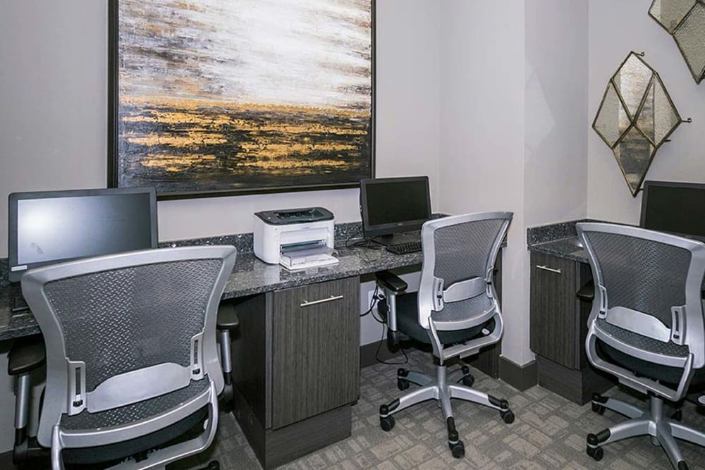 Computer access in the community center at Anatole at the Pines in Conroe, Texas