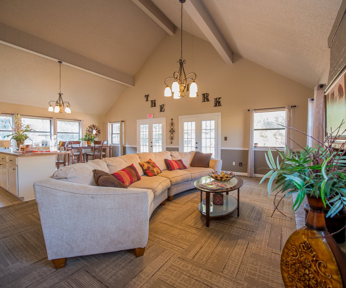 Clubhouse with high ceilings at The Mark Apartments in Ridgeland, Mississippi