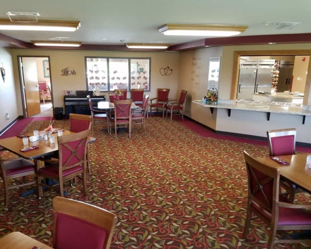 Spacious resident dining room at Manning Senior Living in Manning, Iowa.