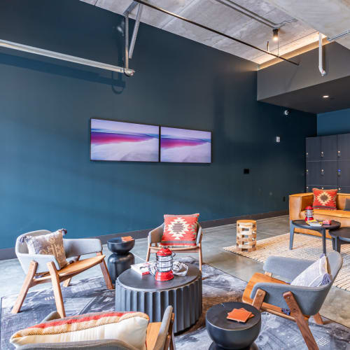 Seating in the clubhouse at Carbon31 in Bloomington, Minnesota
