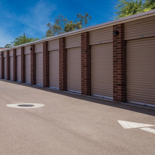 Large outdoor drive-up storage units at StorQuest Self Storage in Phoenix, Arizona