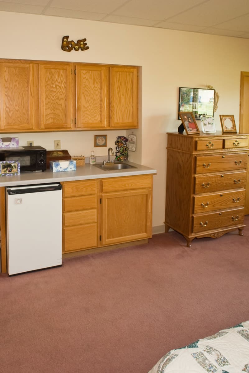 Kitchen in senior apartment at Wellington Place at Hartford in Hartford, Wisconsin