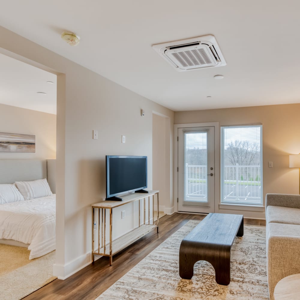 Apartment with wood-style flooring at Fox Plan Apartments, Monroeville, Pennsylvania