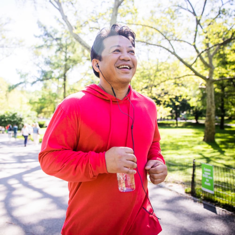 A resident enjoys a morning run in a park near LaCabreah, Brownsburg, Indiana