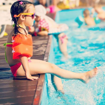 Residents enjoying the pool at Bidwell Park Fremont in Fremont, California