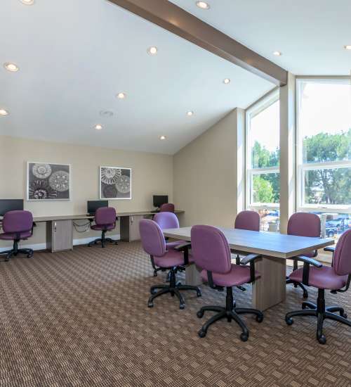 Business center at Parcwood Apartments in Corona, California, 