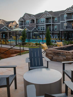 Firepit and adirondack chairs at Artisan Crossing in Norman, Oklahoma